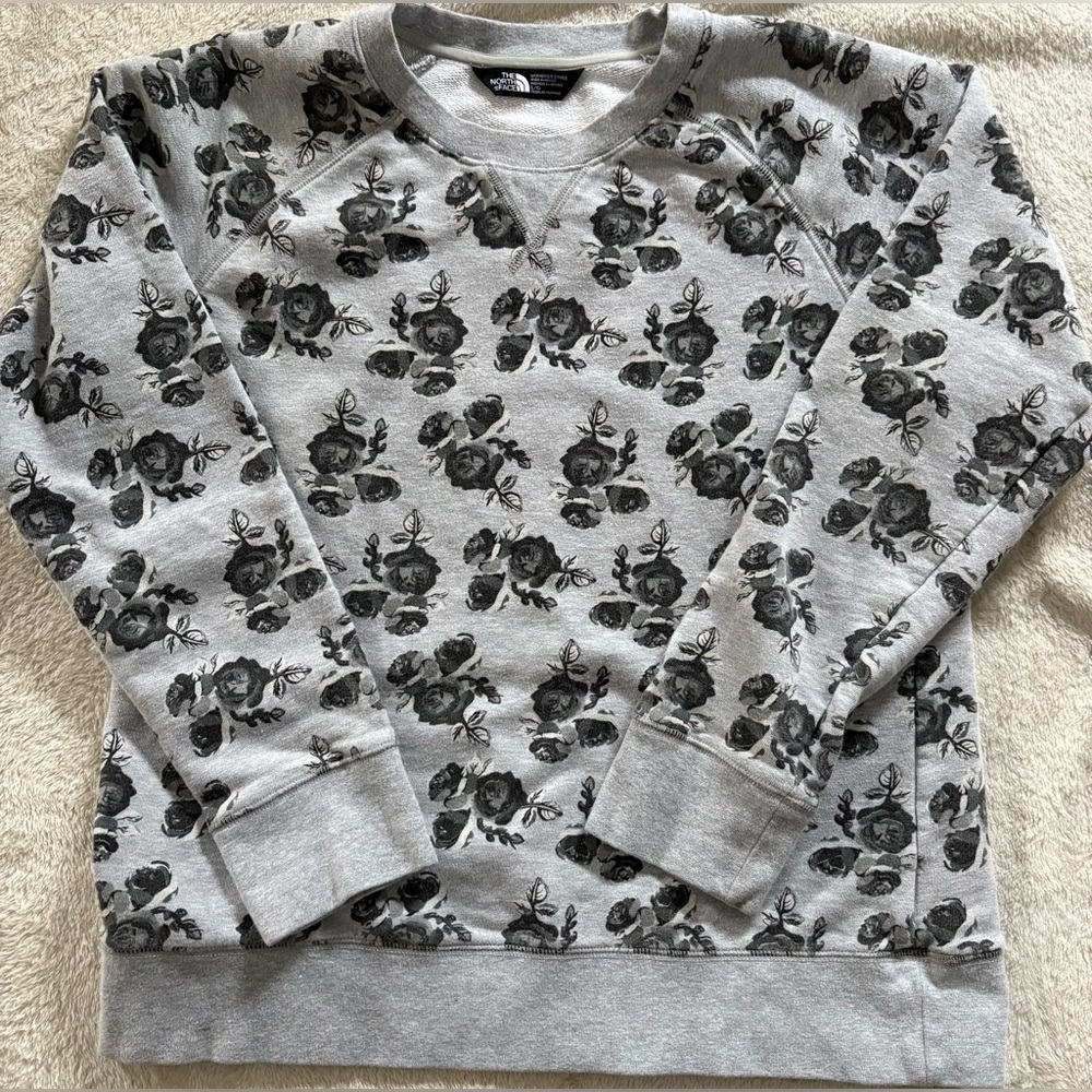 The North Face Women's Gray Floral Crewneck Sweater (L)